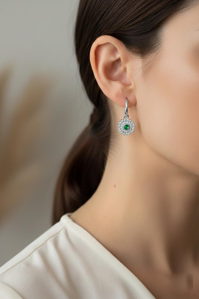 Gümüş Halka Küpe Sallantılı